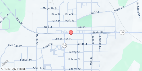 Map showing First United Methodist Church of Lucedale at 5101 Main St., Lucedale, MS