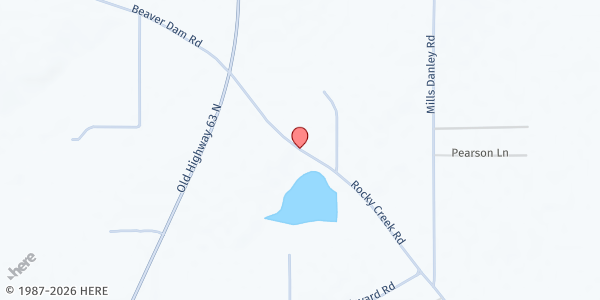 Map showing Rocky Creek Church of Christ at 3211 Rocky Creek Rd., Lucedale, MS