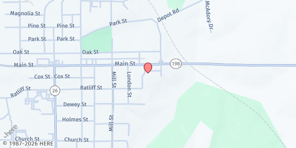 Map showing The Salvation Army Food Pantry at 52 Virginia St., Lucedale, MS