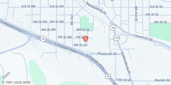 Map showing The Well Church at 824 2nd Ave SE, Magee, MS