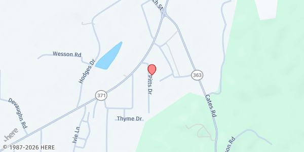 Map showing Mantachie Methodist Parsonage at 90 Pitts Dr., Mantachie, MS