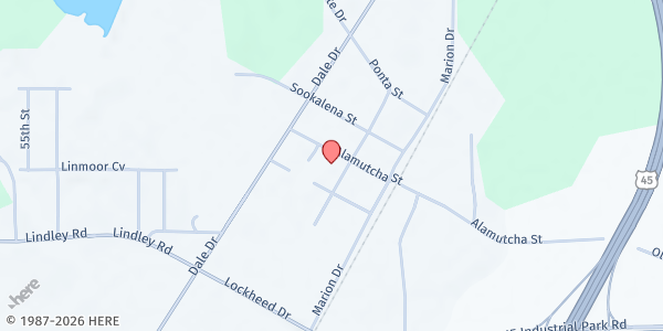 Map showing Lauderdale Baptist Crisis Center at 5521 Clinton St, Marion, MS