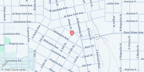 Map showing M.I.C.A. McComb In-dom Care at 126 N. 5th St., McComb, MS