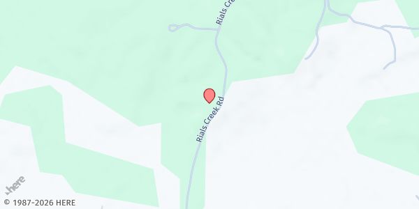 Map showing Rials Creek at 185 Rials Creek Road, Mendenhall, MS