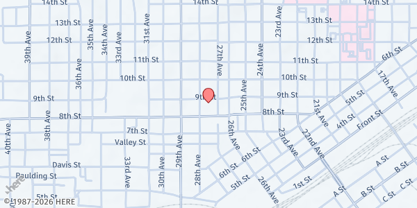 Map showing Jubilee Mennonite Church at 812 28th Ave, Meridian, MS