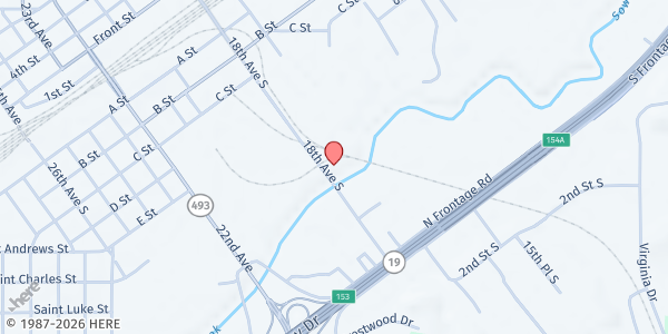 Map showing Love's Incorporated (Kitchen) at 801 18th Ave. S., Meridian, MS