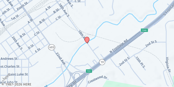 Map showing Love's Incorporated (Kitchen) at 801 18th Ave, Meridian, MS