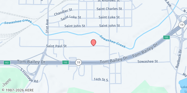 Map showing Multi County Community Agency - Meridian at 2900 Saint Paul St., Meridian, MS