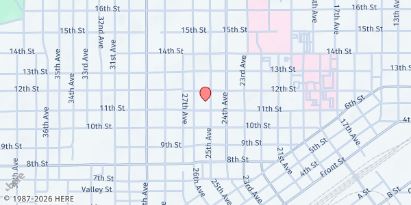 Map showing Salvation Army Food Pantry at 1115 25th Ave., Meridian, MS