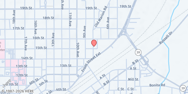 Map showing Wesley House Community Center at 1520 8th Ave, Meridian, MS