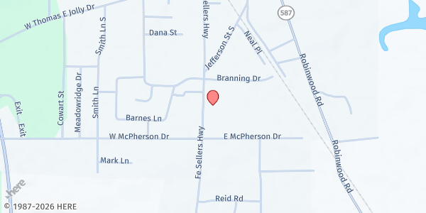 Map showing Bread of Life at 1093 FE Sellers Hwy, Monticello, MS