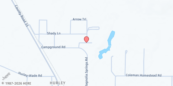 Map showing Magnolia Springs Assembly of God at 7300 Campground Rd., Moss Point, MS