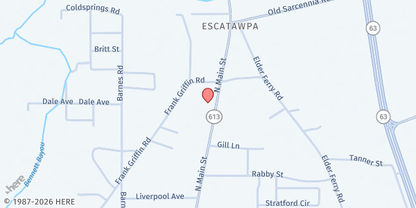 Map showing New Beginnings Worship Center at 7405 Hwy. 613, Moss Point, MS