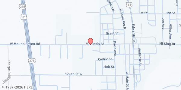 Map showing St. Gabriel Mercy Center at 503 W. Martin Luther King Dr., Mound Bayou, MS
