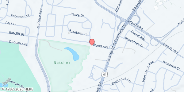 Map showing Catholic Charities - Natchez at 212 N. Shields Ln., Natchez, MS