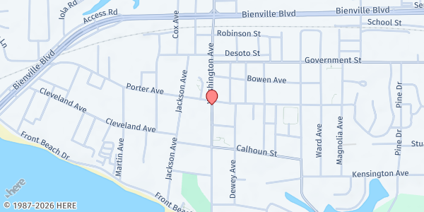 Map showing Macedonia Missionary Baptist Church at 1702 Weed Street, Ocean Springs, MS