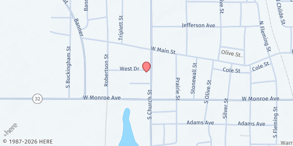 Map showing Mission Okolona at 111 South Church St, Okolona, MS