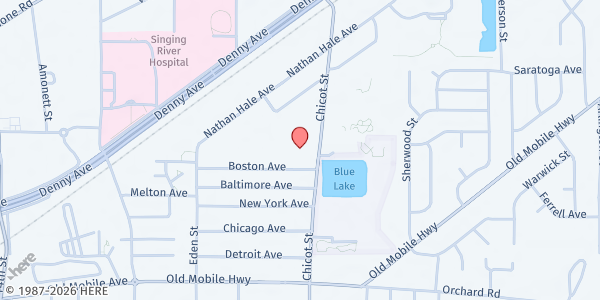 Map showing Church on the Rock at 3901 Chicot St., Pascagoula, MS