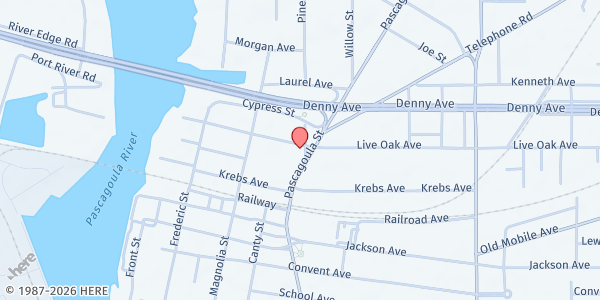 Map showing St. John Episcopal Church at 3507 Pine St., Pascagoula, MS