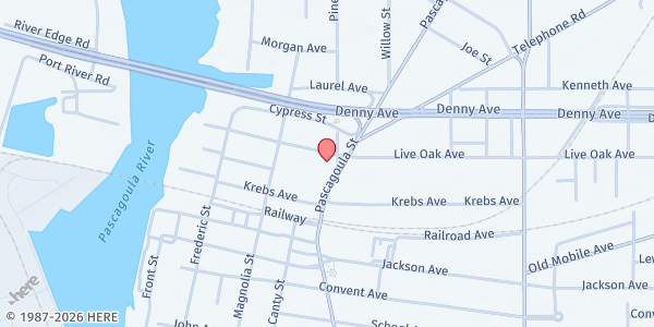 Map showing St. John Episcopal Church at 3507 Pine St., Pascagoula, MS