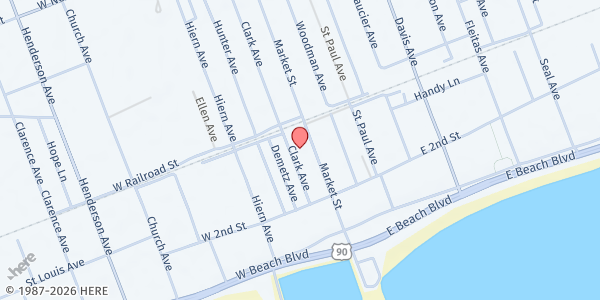 Map showing First Missionary Baptist of Pass Christian at 250 Clark Ave., Pass Christian, MS