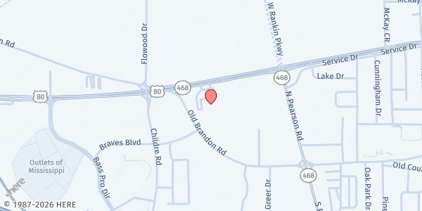 Map showing Cornerstone Church Food Pantry at 1950 Hwy. 80 E., Pearl, MS