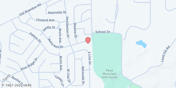 Map showing McLaurin Heights United Methodist Church Food Pantry at 325 Mary Ann Dr., Pearl, MS