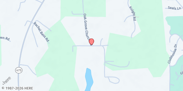 Map showing Oak Grove Baptist Church at 250 Oak Grove Church Rd., Pearl, MS