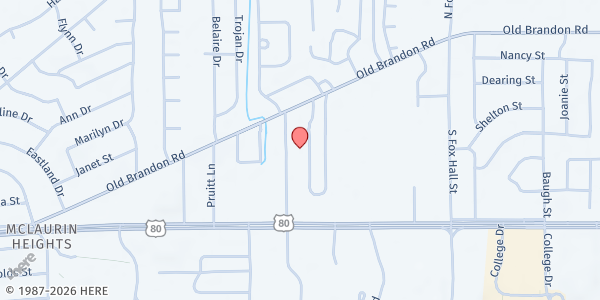 Map showing Paul Truitt Memorial Baptist at 3705 Old Brandon Rd., Pearl, MS