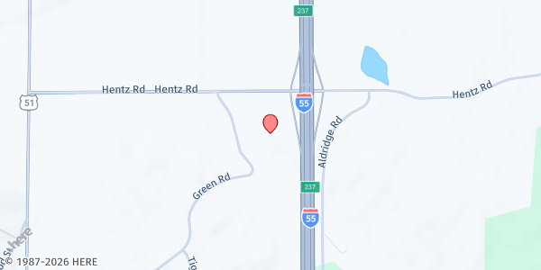 Map showing Hosanna Family Worship Center at 586 Hentz Rd., Pope, MS