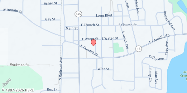 Map showing Clarke Co. Assoc. for Needy at 102 Dabbs St, Quitman, MS