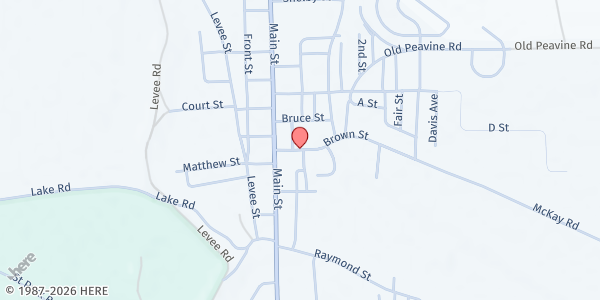 Map showing Riverside United Baptist Church at 408 Brown St, Rosedale, MS