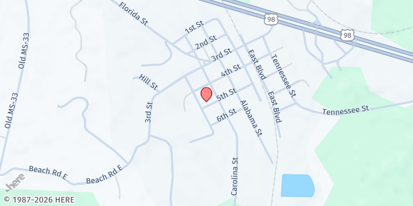 Map showing Heaven's Manna at 39 Fifth Street, Roxie, MS