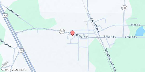 Map showing Seminary Baptist Church at 220 W Main St, Seminary, MS