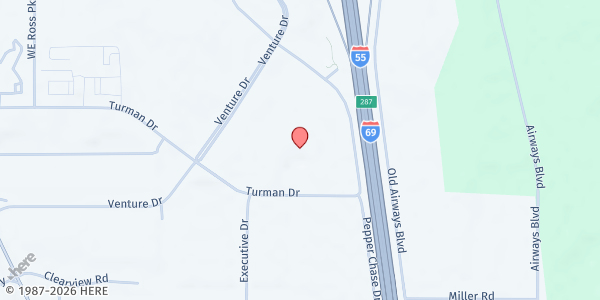 Map showing Mid-South Food Bank Distribution @ Landers Center at 4560 Venture Dr., Southaven, MS