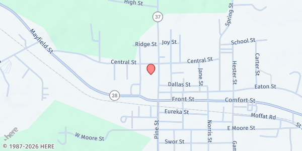 Map showing First Baptist Church Taylorsville at 125 MS-37, Taylorsville, MS