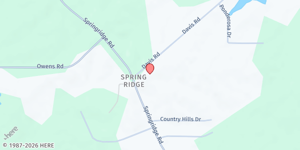 Map showing Spring Ridge United Methodist Church at 1083 Davis Rd., Terry, MS