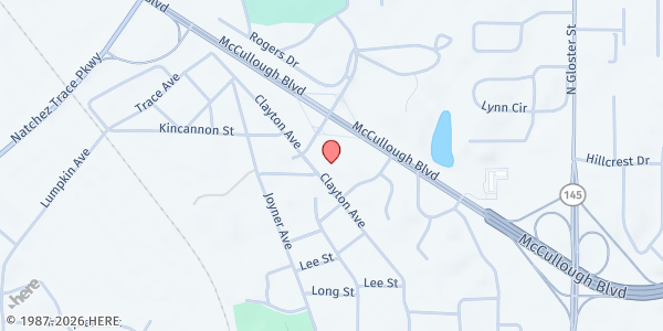 Map showing St. Luke UMC Food Pantry at 1400 Clayton Ave., Tupelo, MS