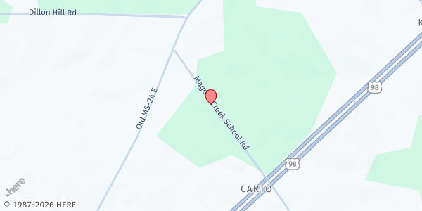 Map showing Magee's Creek M.B. Church at 57 Magee's Creek School Rd, Tylertown, MS