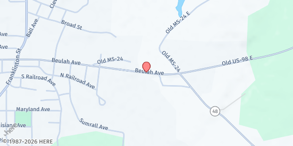 Map showing Magee's Creek M.B. Church at Highway 98 E, Tylertown, MS