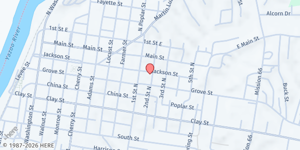 Map showing Jackson Street MB Church at 1416 Jackson St, Vicksburg, MS