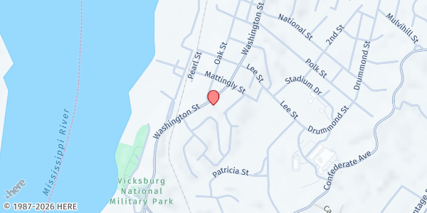 Map showing River City Mission at 3705 Washington St, Vicksburg, MS