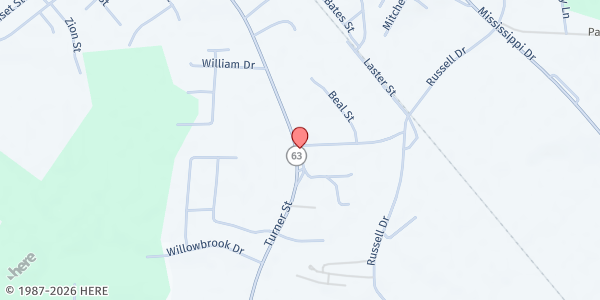 Map showing Pentecostal Church of God at 212 Turner St, Waynesboro, MS