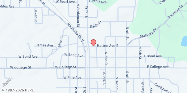 Map showing Our Daily Bread Food Pantry at 227 #A 1st St., Wiggins, MS