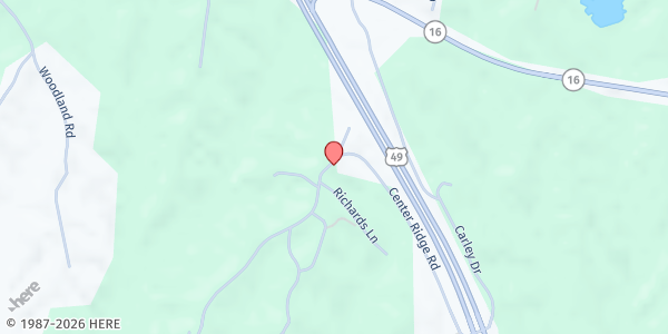 Map showing Center Ridge Baptist Church at 3533 Center Ridge Rd, Yazoo City, MS