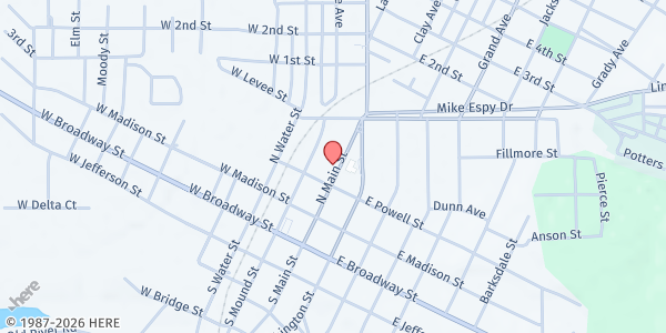 Map showing Manna House at 323 N. Main St., Yazoo City, MS