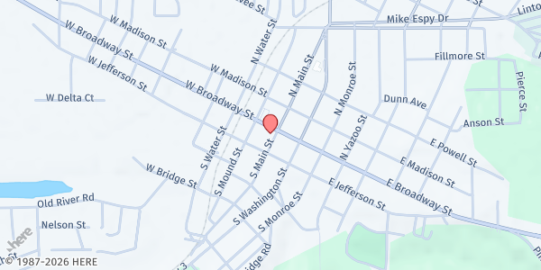 Map showing True Light Ministry at 110 South Main St, Yazoo City, MS