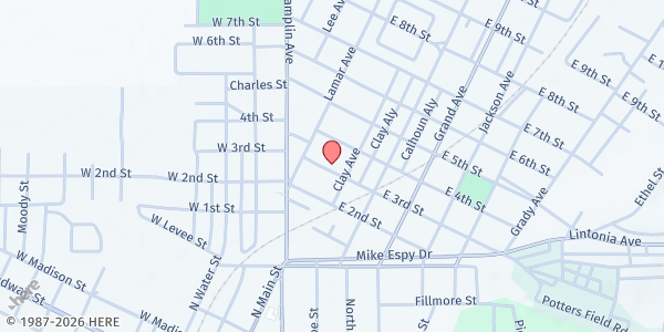 Map showing Tulane Baptist Church at 220 East 3rd Street, Yazoo City, MS