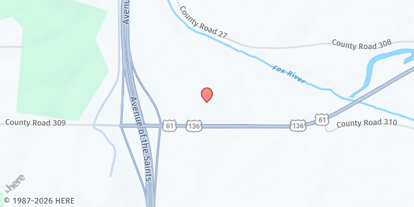 Map showing Running Fox Elementary at 27192 US Hwy 61, Alexandria, MO