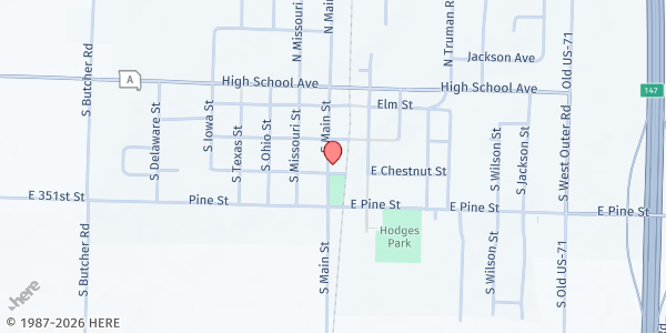 Map showing Archie UMC - David's Cupboard at 315 S. Main St., Archie, MO